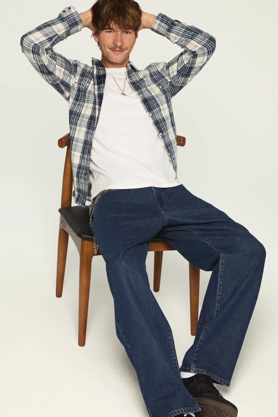 INDIGO TWILL LONG SLEEVE WESTERN SHIRT — INDIGO MULTI — image 5