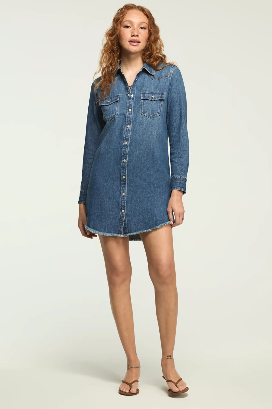 DENIM SHIRT DRESS — TAKE OUT WASH — image 1