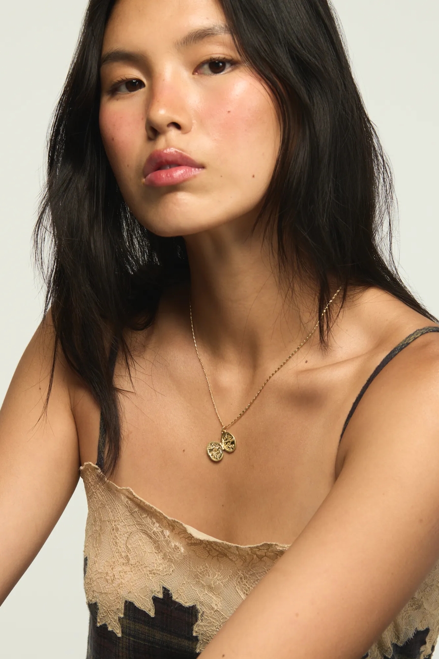 FLOWER LOCKET NECKLACE — GOLD — image 2
