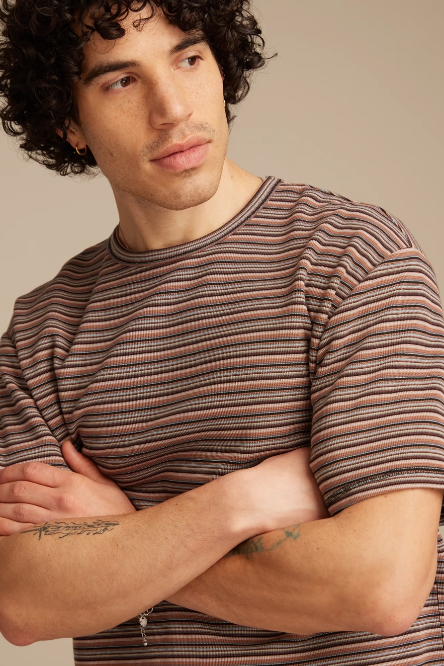 STRIPE WAFFLE RELAXED CREW TEE — MULTI — image 5