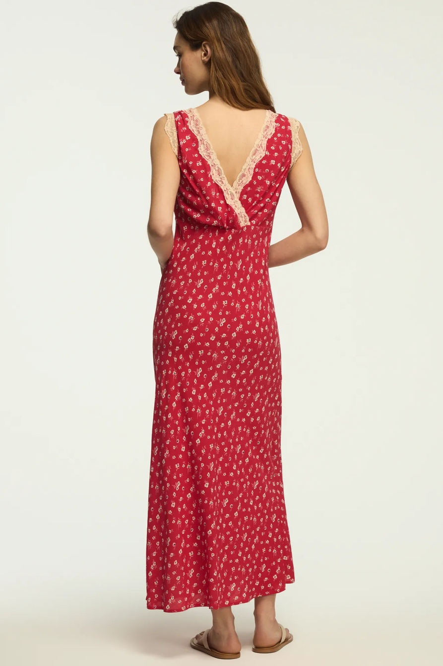 LACE SIMONE MIDI DRESS — RED DITSY — image 4