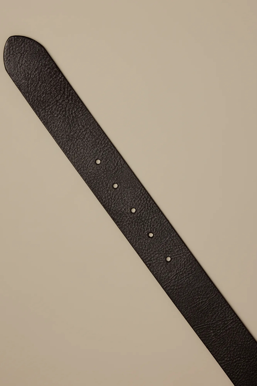ROLLER BUCKLE LEATHER BELT — DARK BROWN — image 2