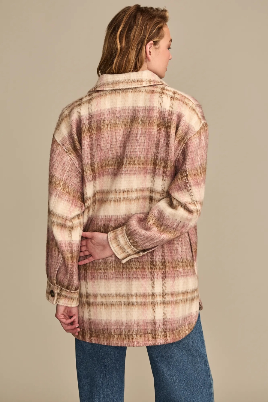 OVERSIZED PLAID SHIRT JACKET — PINK PLAID — image 6