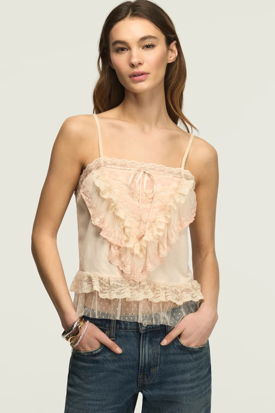FESTIVAL LACE MIX RUFFLE TANK — SHELL — image 1