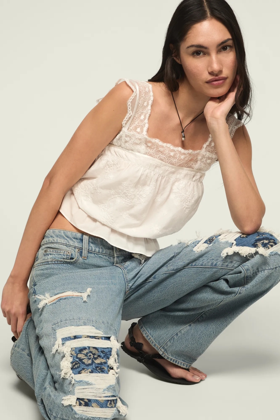 EMBROIDERED LACE TANK — WHITE — image 5