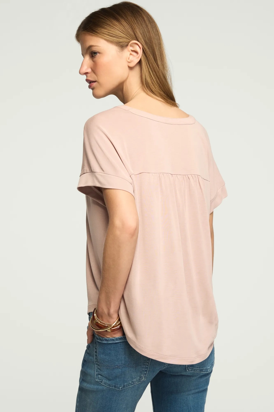 SANDWASH NOTCH NECK DOLMAN TEE — ADOBE ROSE — image 3