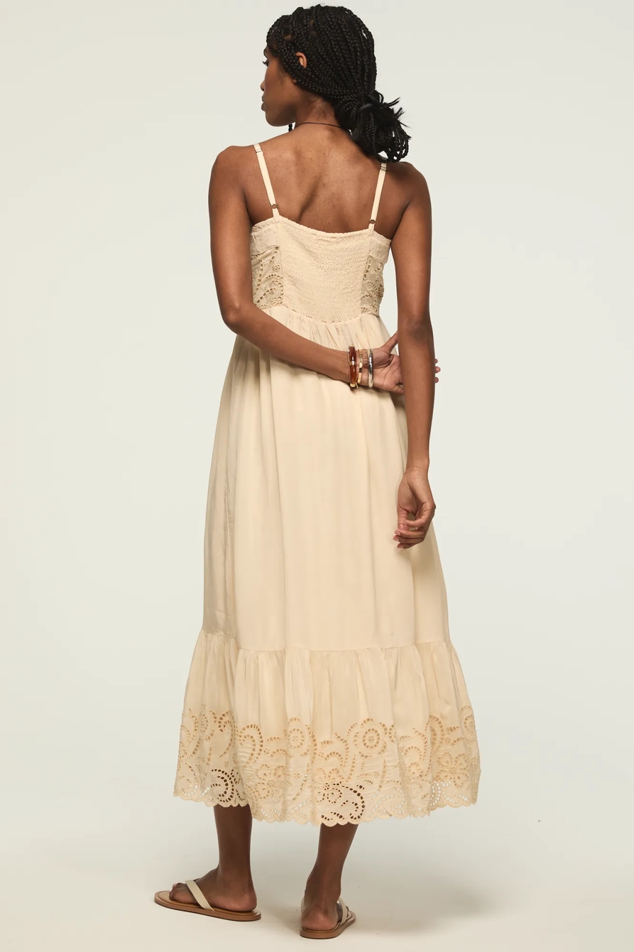 CUTWORK MIDI DRESS — BLUSH — image 3