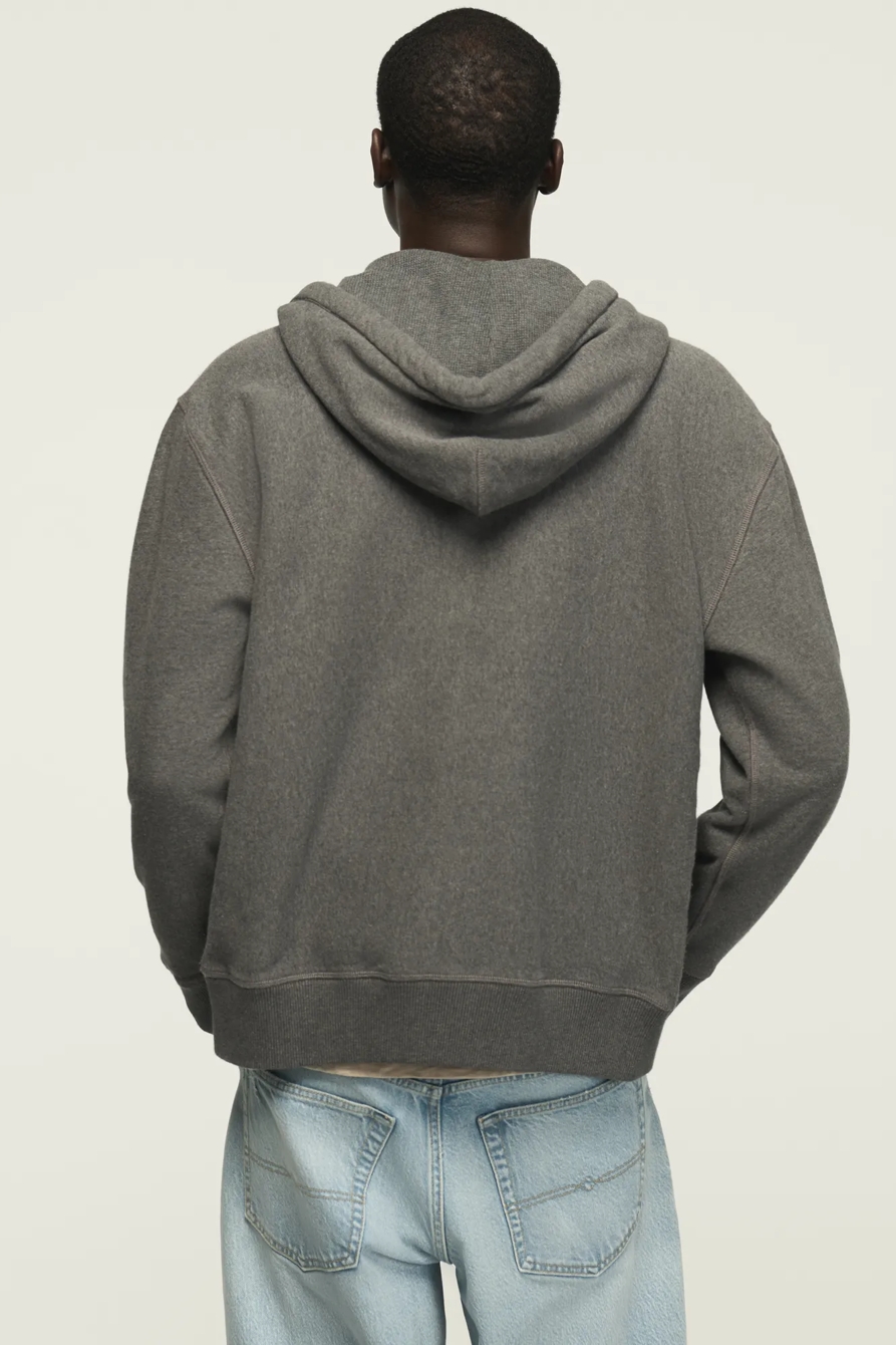 VINTAGE FULL ZIP HOODIE — CHARCOAL HEATHER GREY — image 3