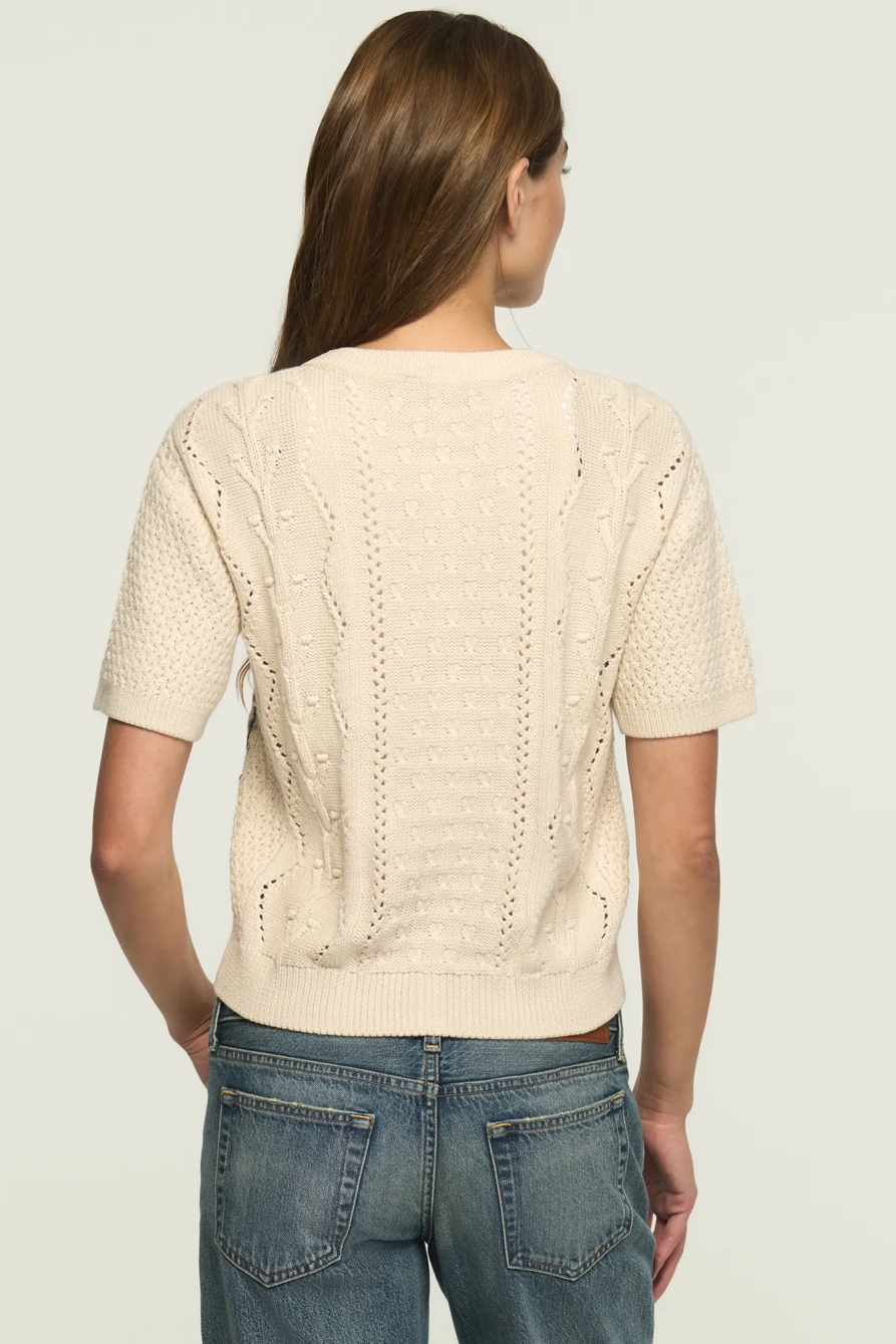 ROSETTE BUTTON UP SWEATER TEE — Turtledove — image 5