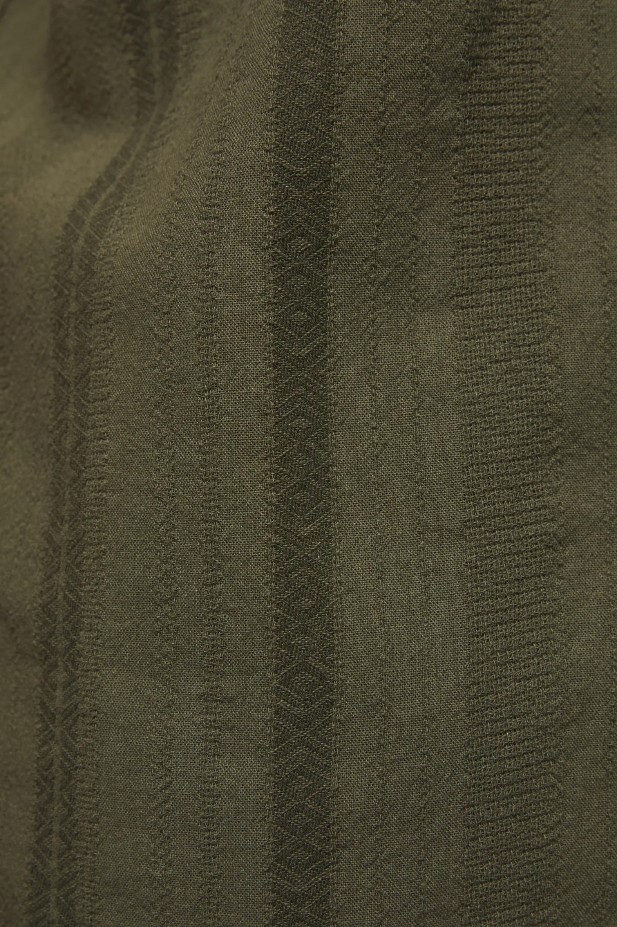 SHORT SLEEVE TEXTURED CAMP COLLAR SHIRT — OLIVE — image 5