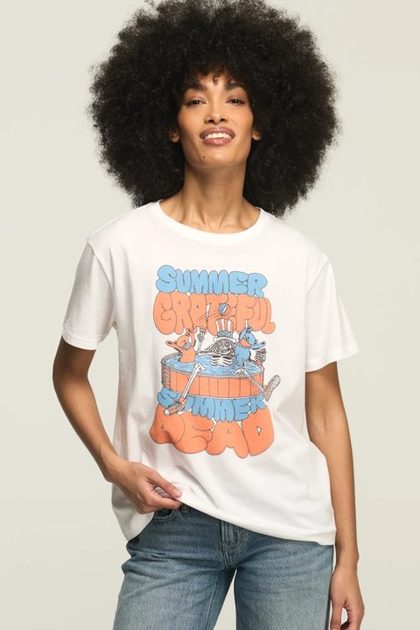 GRATEFUL DEAD AMERICANA BOYFRIEND TEE, BRIGHT WHITE