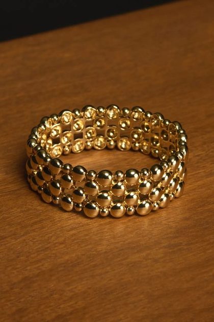 Thick Beaded Bracelet, GOLD