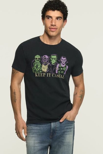 CASUAL MONSTERS TEE, JET BLACK
