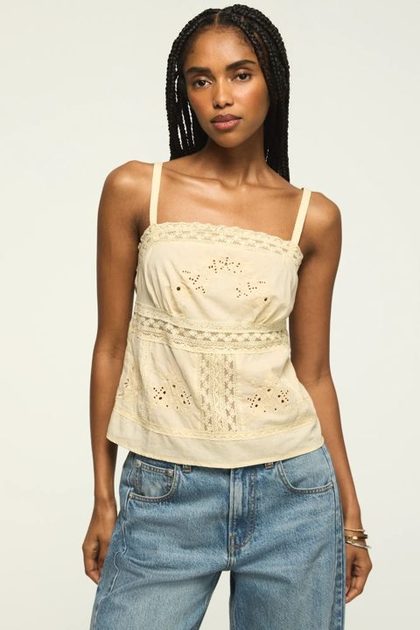 FESTIVAL CUTWORK CAMI TOP, VINTAGE CREAM