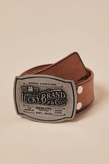 PLAQUE BUCKLE BELT, DARK BROWN