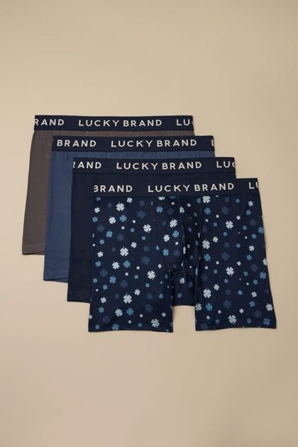 4 PACK ESSENTIAL SOFT BOXER BRIEFS, MULTI CLOVER PRINT