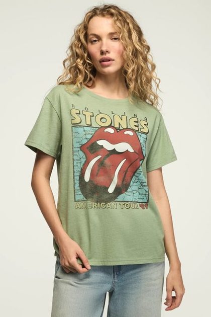 ROLLING STONES AMERICAN TOUR BOYFRIEND TEE, BASIL