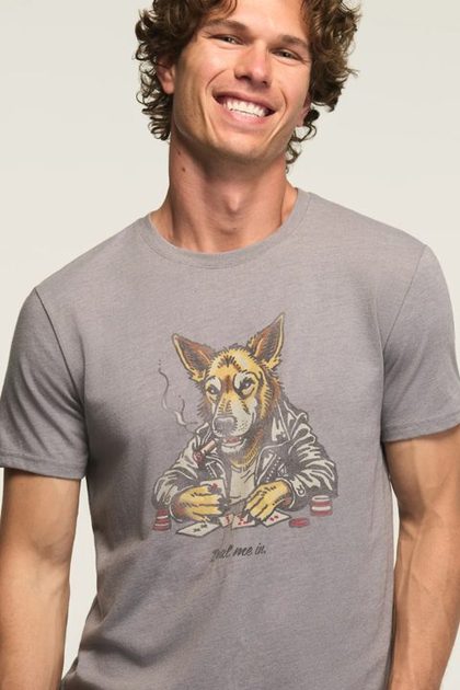 POKER WOLF TEE, STEEL GRAY