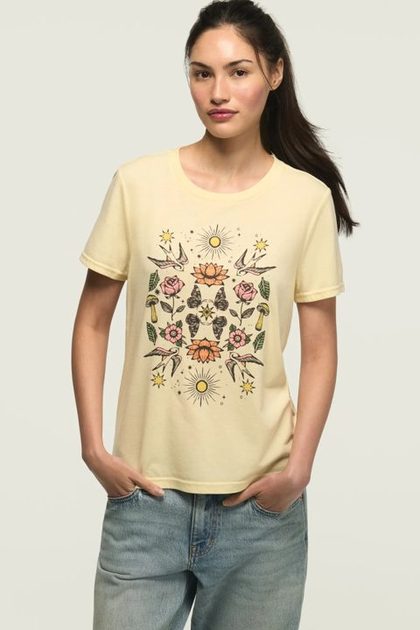 MIRROR SUN BIRDS CLASSIC CREW, VANILLA