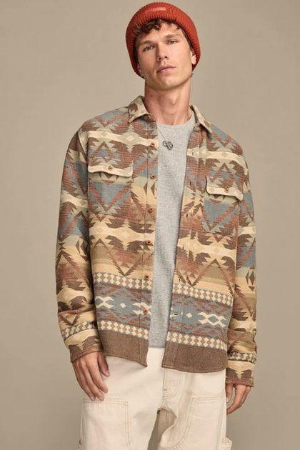 JACQUARD FLANNEL SHIRT, BROWN MULTI