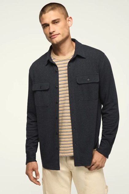 CLOUD SOFT KNIT SHIRT, NAVY HEATHER