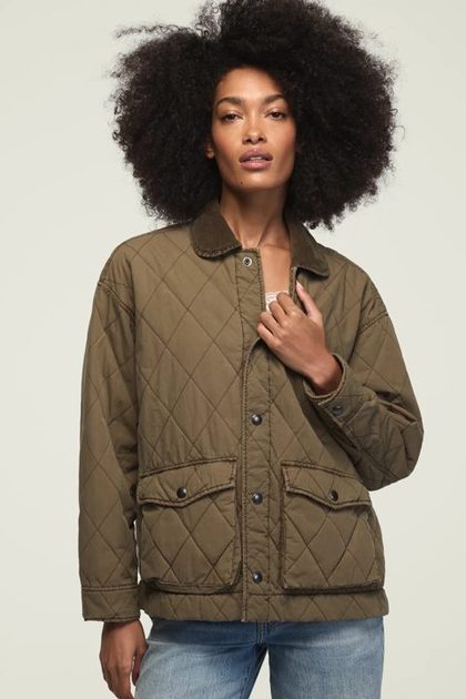 QUILTED JACKET, BURNT OLIVE