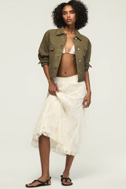 FESTIVAL LACE MIDI SKIRT, CREAM