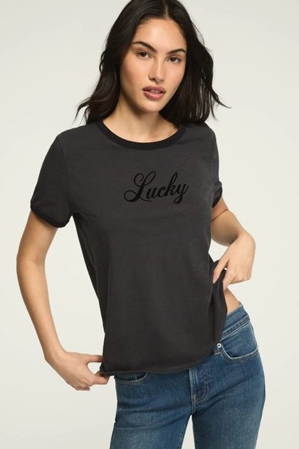 LUCKY SCRIPT CLASSIC CREW, JET BLACK