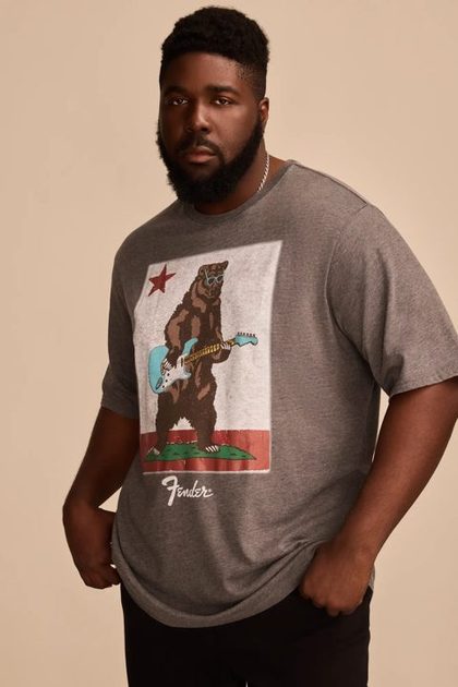 BIG & TALL FENDER BEAR TEE, RAVEN