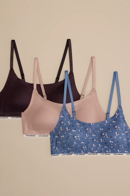 3 PACK BRUSHED V NECK LOUNGE BRA, DARK BLUE