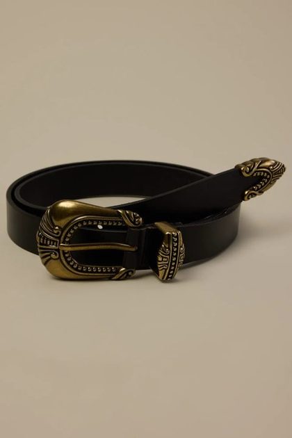 WESTERN SUEDE BELT, BLACK