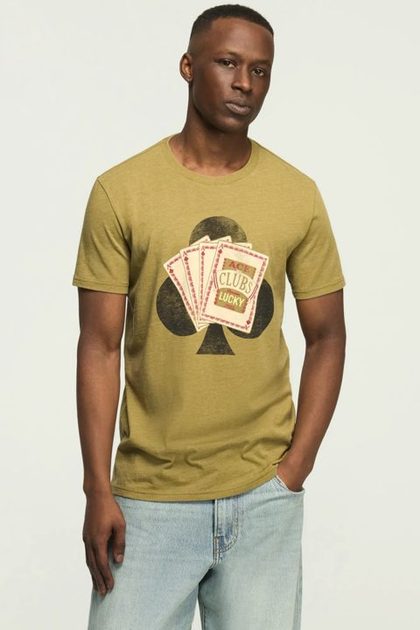 ACE OF CLUBS BEER TEE, GREEN MOSS