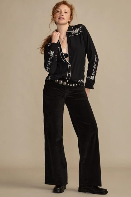 Mid Rise Velvet Sweet Wide Leg, SHOWDOWN
