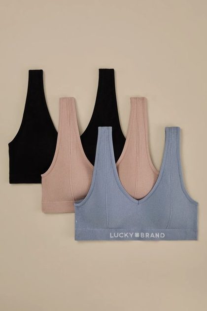 3PK RIB COMFORT BRA, MEDIUM BLUE