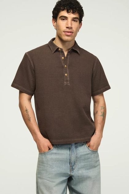 SHORT SLEEVE DOUBLE CLOTH POPOVER SHIRT, SHOPPING BAG