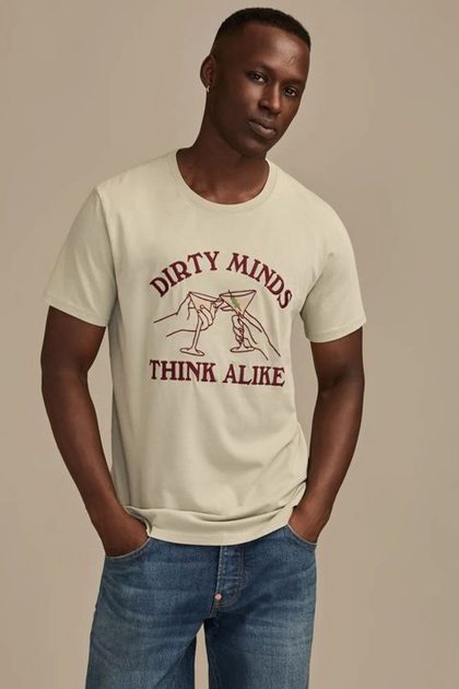DIRTY MINDS MARTINI TEE, PUSSYWILLOW GRAY