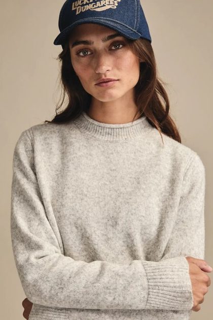 ROLL NECK PULLOVER, LIGHT HEATHER GRAY