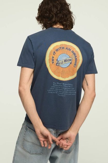 BLUE MOON ORANGE TEE, DARK DENIM