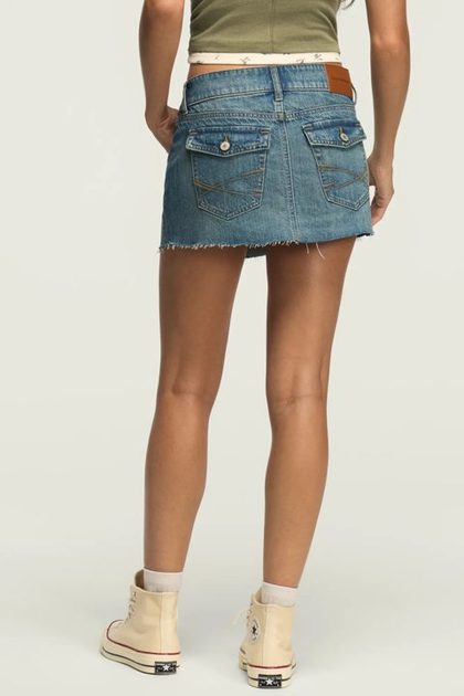DENIM MICRO MINI SKIRT, HOT TO GO WASH