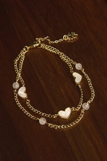 Heart Charm Bracelet, GOLD