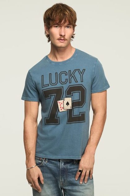 LUCKY PLAYING CARDS FOOTBALL TEE, REAL TEAL