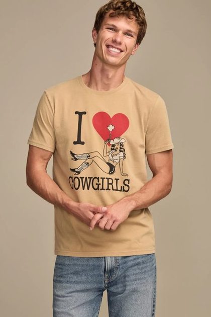 I LOVE COWGIRLS TEE, KELP