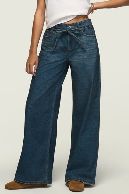 DENIM LUXE BELTED WIDE LEG, WARM SOUL WASH