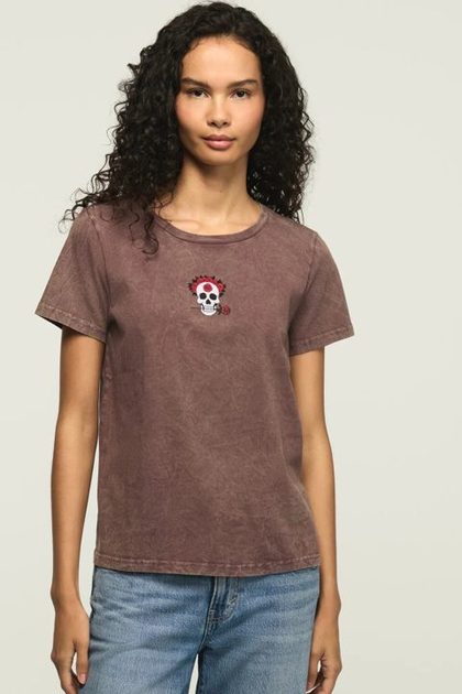 FLORAL SKULL ICON CLASSIC CREW, HUCKLEBERRY