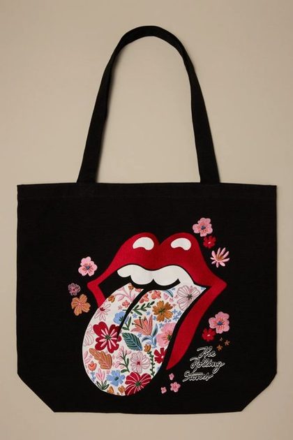 ROLLING STONES EMBROIDERED GRAPHIC TOTE, MULTI