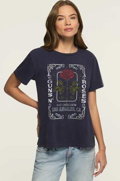 GUNS N ROSES EMBELLISHED BOYFRIEND TEE, Inkling