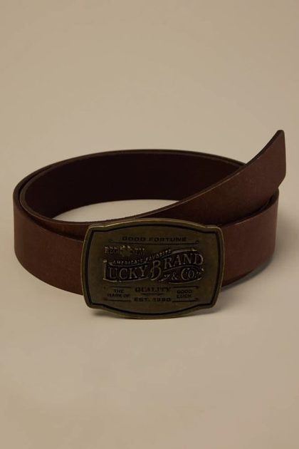 Plaque Buckle Belt, BROWN