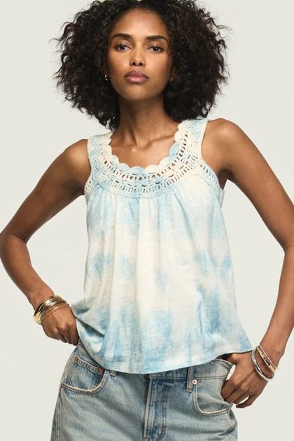 CROCHET TRIM SWING TANK, CELESTIAL BLUE