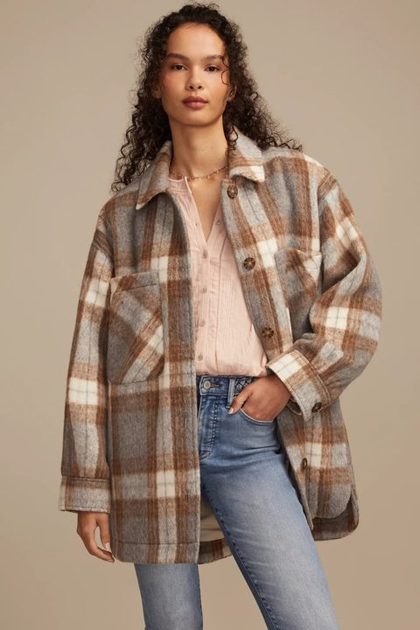 OVERSIZED PLAID SHIRT JACKET, Grey Plaid