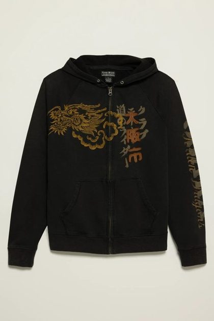 Lucky Brand Men's Vintage Y2K Full Zip Hoodie, BLACK WASH